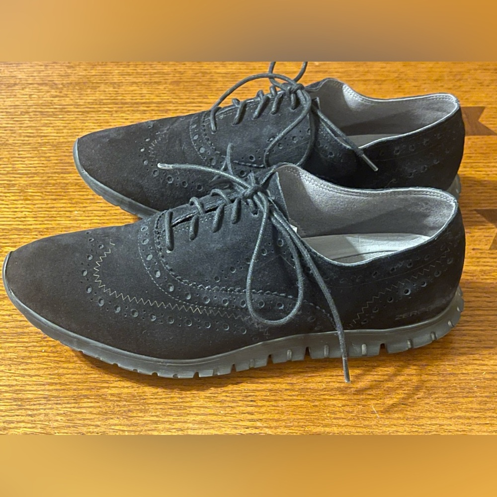 Cole Haan ZEROGRAND Women 9.5B Black Suede Oxford Wingtip Shoes W06084